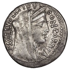 République romaine AEMILIA Denier 62 av. JC buste Concordia argent B.10 (Aemilia