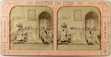 Le Chat botté Conte de fées Théâtre de marionnettes Photo c1870 Diorama Stereo 