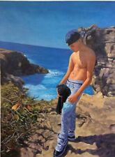 tableau peinture originale huile sur toile homme nu intégrale /gay male painting