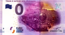 30 ANDUZE Train à vapeur des Cévennes, 2016, Billet Euro Souvenir