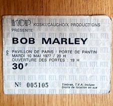Bob Marley  ticket concert 1977 Paris