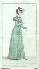 Gravure Costume Parisien 1820 #1942 (eau forte) Redingote Levantine