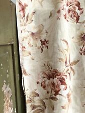 Antique French LARGE CHATEAU peach FLORAL CURTAIN c1880