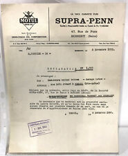 ANCIEN DOCUMENT COURRIER HUILE