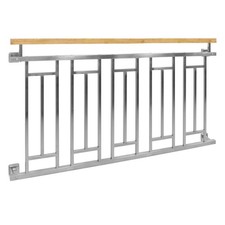 Garde-corps balcon française argenté aspect bois 156x90 cm en acier inoxydable