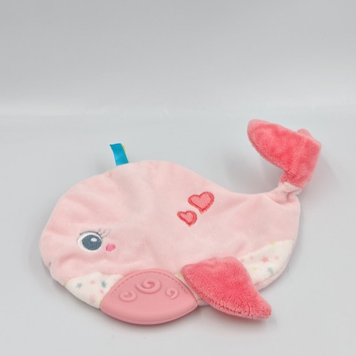 Doudou plat baleine rose