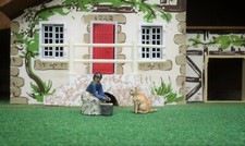 trayeuse et chat plomb creux ferme BF époque GM DC CL farm hollow cast lead