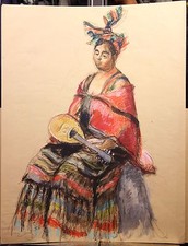 GRAND Dessin XXe Femme