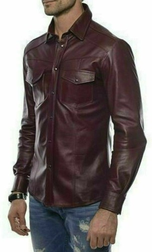 Chemise boutonnée cuir - chemise, en