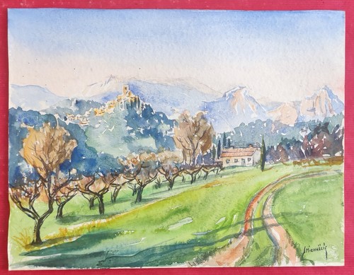 Aquarelle sur papier - , village