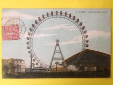cpa de 1906 PARIS La GRANDE ROUE Carousel Manège BIG WHEEL 大轮子 Wielkie koło