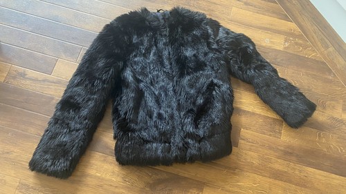 Blouson bomber fourrure noire