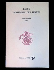 Revue d'histoire des textes, Revue d'histoire des textes Tome onzième 1981