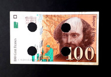 BILLET DE BANQUE FRANCE 100F CEZANNE PERFORE DEMONETISE 1997 AUTHENTIQUE.
