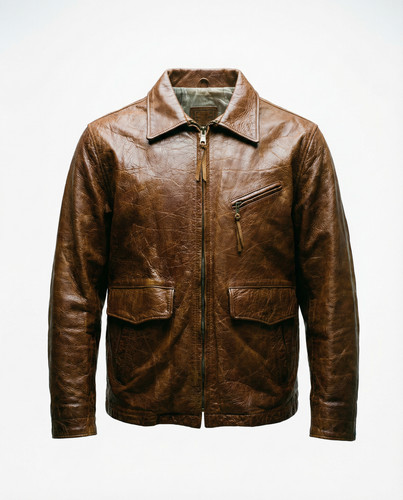 Veste moto vintage cuir - veste,