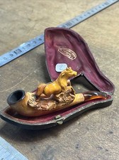 PIPE ANCIENNE écume de mer ambre , sculptée cheval