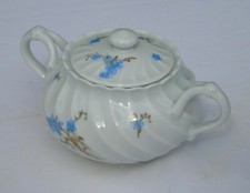 Haviland - Sucrier en porcelaine de Limoges, modèle torse, fleurs bleues