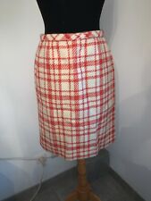 Belle jupe couture vintage en tissu laine pied de poule rouge et blanc