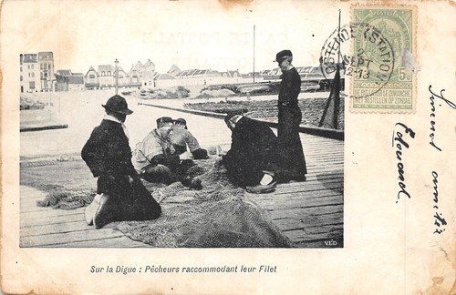 Cpa belgique sur digue - cpa,