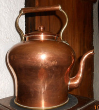 Ancienne Bouilloire en Cuivre  et laiton Antique  objet vintage déco