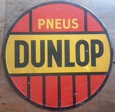 Ancienne Plaque Tole lithographiée Pneus DUNLOP automobilia huile 1959  49cm