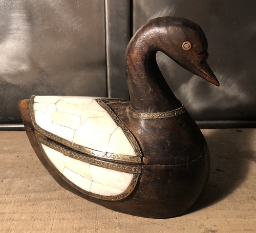 Boite canard bois sculpté - boite,
