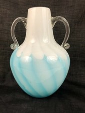 Vintage 1960s German Hand Blown Spiegal Glas-Birk Turquoise Art Glass Vase