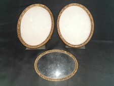 lot de 3 anciens Cadres Photo ovales en bois doré
