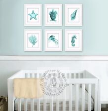 Maternelle Mural Art Set 6 sans Cadre Plage Décor Turquoise Sealife Impressions