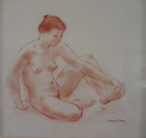 Dessin sanguine original - nu,