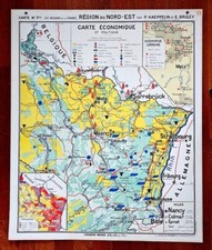CARTE SCOLAIRE HATIER N°7 TYPE VIDAL LABLACHE FRANCE NORD-EST LORRAINE ALSACE