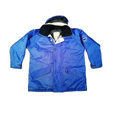 Jeantex Rembourré Veste Ski Vintage 90s Fermeture Éclair Coupe-Vent BLEU Fêtes
