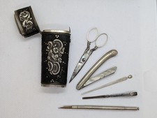 ANCIEN NECESSAIRE DE COUTURE OU DE TOILETTE ETUI ARGENT EPOQUE LOUIS 16 - 18ème