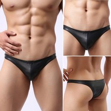 Homme sous-Vêtements Jockstrap Paquet Thong-Bulge Cuir PU sous-Vêtements M XL