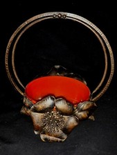 Petite coupe/vide poche art déco pâte de verre et fer forgé 1930 Delatte/Degué