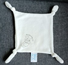 1000?Doudou Plat Mouchoir Blanc Winnie L'ourson The Pooh CARREFOUR 4 Nœud 
