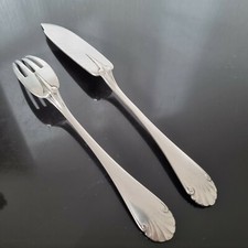 CHRISTOFLE RARE Couvert A Poisson 1900 Art Nouveau Métal Argenté FISH FORK KNIFE