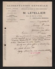 CHATILLON / BAGNEUX (92) EPICERIE / ALIMENTATION GENERALE "M. LETELLIER" en 1923