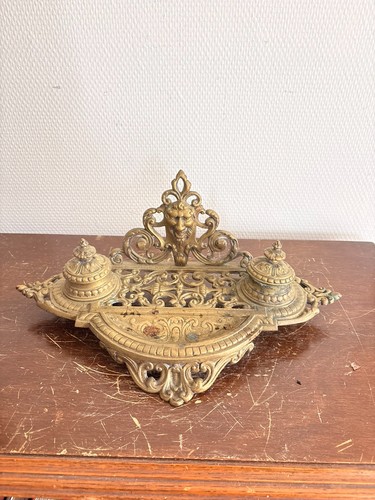 Ancien encrier double mascaron - encrier,