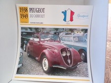 FICHE CARD carte car voiture france peugeot 202 cabriolet 1938.1949