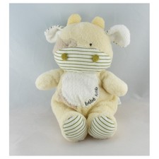 Doudou vache écru beige rayé