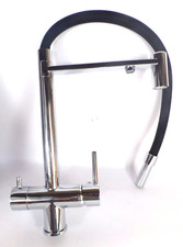 Robinet de cuisine 2 mitigeurs - 3 voies - tuyau flexible noir G1925