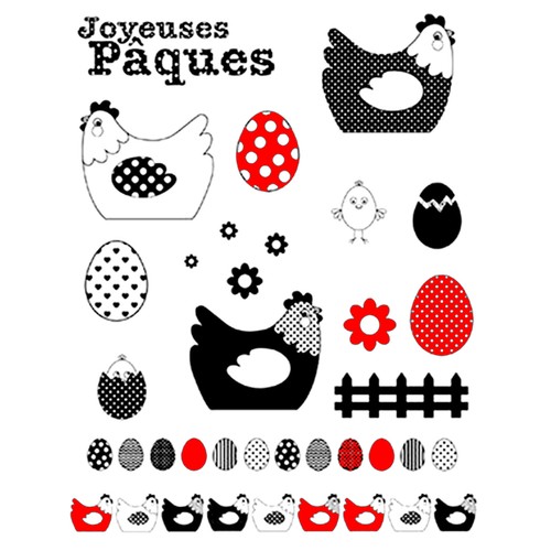 Tampons transparents poules - tampons, et