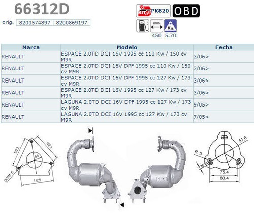 Pot catalytique renault espace - pot,