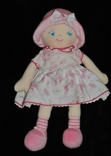 ?Doudou Poupée Chiffon COROLLE 2006 Robe Rose Fleur Dentelle Chapeau 35 Cm NEUF
