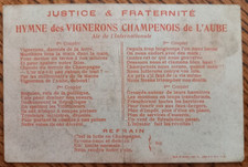 Hymne de la Révolte des Vignerons Champenois de l'Aube, Bar sur Aube