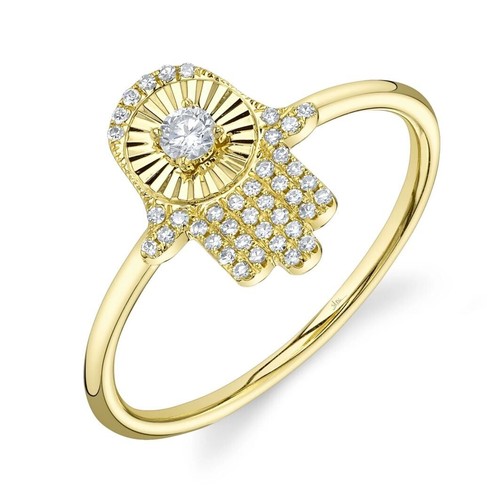 Khamsa naturel bague diamant - naturel,