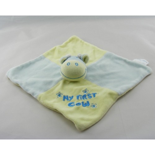 Doudou plat vache bleu jaune