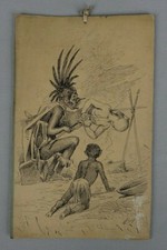 Alfred CHOUBRAC dessin à l'encre africain tourne broche ink french drawing