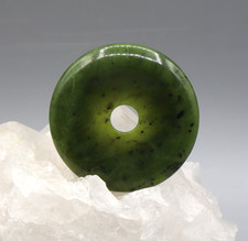 Nephrit Jade Pendentif Donut pi-Scheibe Env. 50 MM de Pierre Précieuse b2